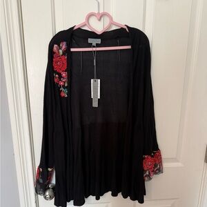 NWT Black Floral Cardigan. SIZE MEDIUM